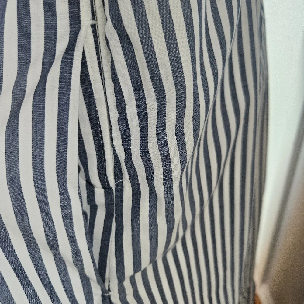 Abercrombie & Fitch Blue White StripedOff-the-Shoulder Maxi Dress Small Tall